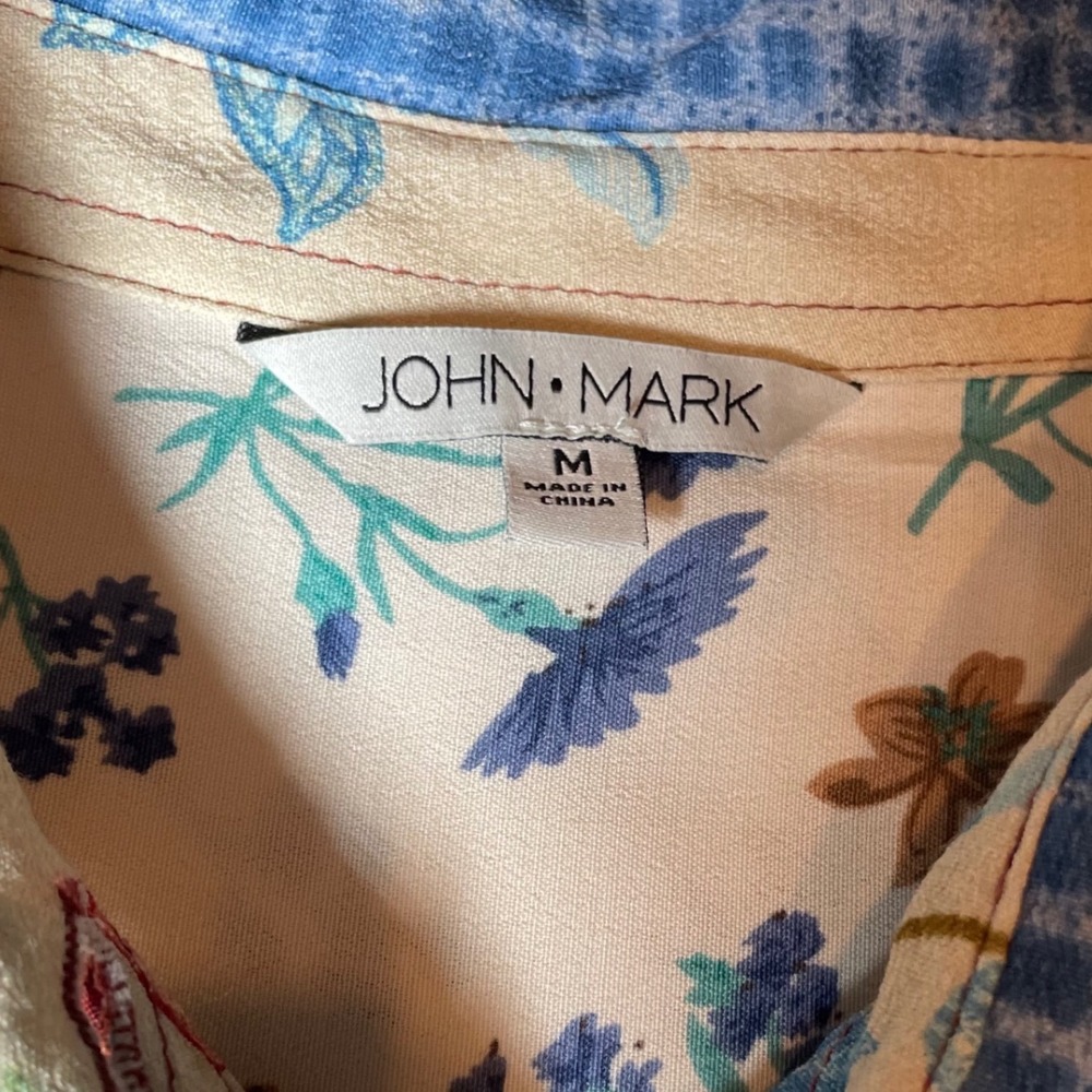 John Mark Womens Patchwork Floral Paisley Button‎ Down Shirt Tunic Multicolor M - Picture 4 of 8